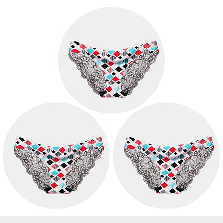 Women's Seamless Underwear Leopard Intimate Women Sexy Lace Black Floral Panties Seamless Panty 3pcs/set