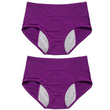 2pcs Women's Physiological Briefs Girl Menstrual Panties Ladies Period Leak Proof Panty Mid Waist Ice Silk Underwear