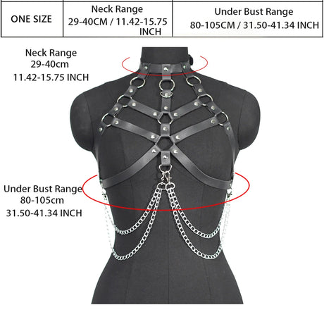 Women Sexy Harness Belt Body Chain Harness Leather Lingerie Bdsm Bondgae Lingerie Gothic Fetish Clothing Festival Rave Outfit