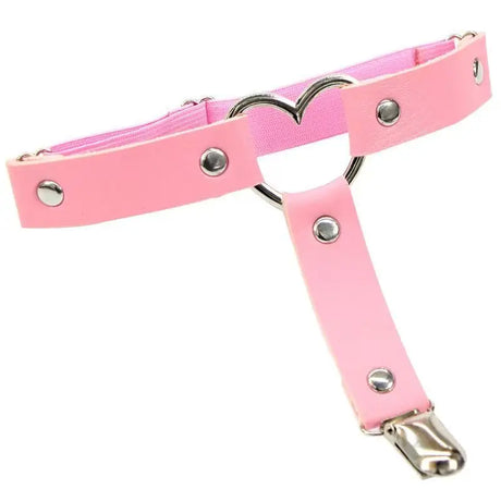 1pc/2pc Punk Metal Tassel Pendant Pink PU Leather Choker Collar Sexy Spiked Neck Strap Clavicle Men Necklaces for Women Gothic
