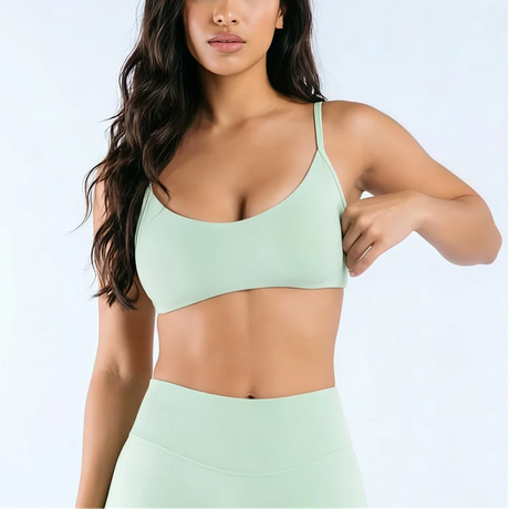 HISTELLO Impact Scoop Neck Bra Seamless Women Sports GYM Underwear Sexy Backless Yoga Clothing Naked Feeling Workout Fitness Bra