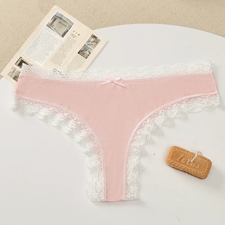 BZEL Women's Lace Floral Thongs Sexy Leopard Breathable Panties Low Waist G-String Female Fashion Underwear Cozy T-Back Lingerie