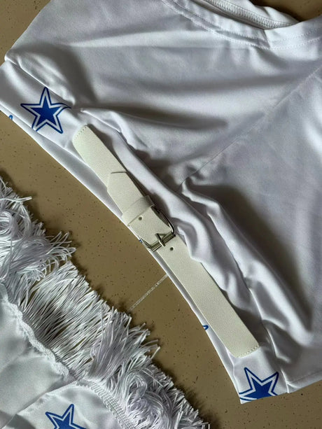 Dallas Cowboys Cheerleader Costume Women Adult High School Girl Cheerleading Sports Meeting Uniform Sexy Top and Shorts Set