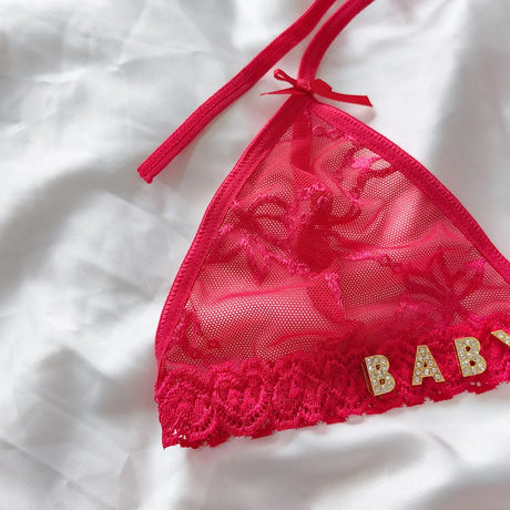 Custom Thongs Lingerie Sexy Bikini with Letters Name G-String Waist Chain Women Body Chain Lace Thong Personalized Unique Gift