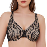 Sheroine Sexy Plus Size Minimizer Bra, Lace Underwire Non-Padded Lingerie for Women Lifting Support Comfort