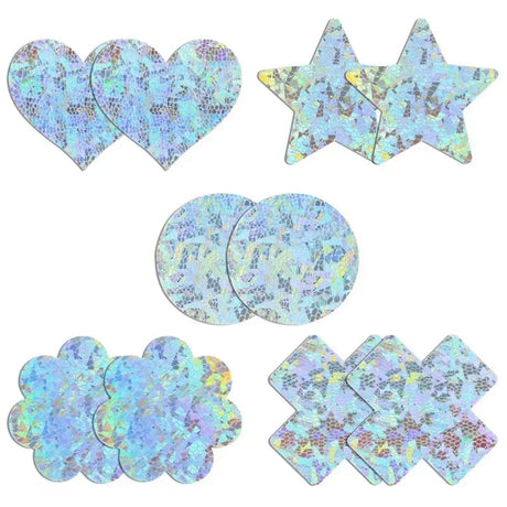 5 Pairs Glitters Pasties Nipple Covers Stickers Disposable Sticky Breast Petals for Women Rave Party Festival