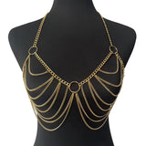 Metal Body Chain Bra Harness Sexy Chest Chain Beach Body Jewelry For Women 2025 Rave Accessories