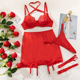 Ellolace Lace Lingeries Sexy Hot Halter Bra Heart g-String Thongs Sissy Erotic Garter Ensemble Exotic Sets Romantic Underwear