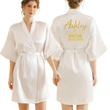 Personalized Robe for Bride Bridesmaid with Name and Date Birthday Party Gown Add Any Text Bathrobe - Customizable Gifting