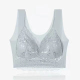 WomenBeautiful Back Bra Large Size Fat Mm Bra Gathered and Traceless Thin Cotton Strapless Underwear Without Steel Ring Vest