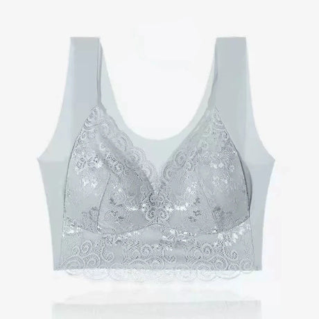 WomenBeautiful Back Bra Large Size Fat Mm Bra Gathered and Traceless Thin Cotton Strapless Underwear Without Steel Ring Vest
