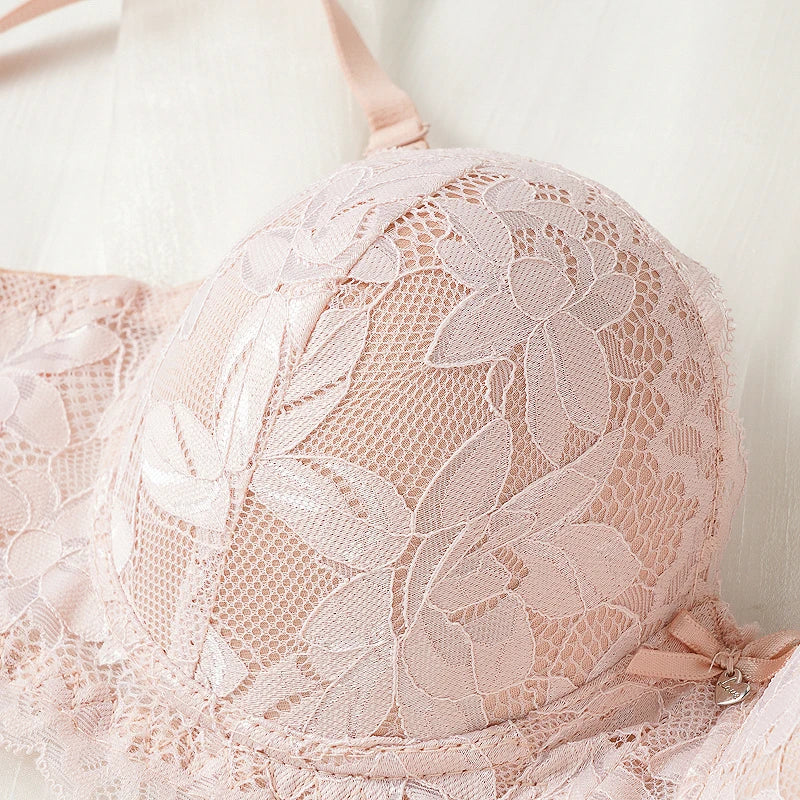 French Lace Half Cup Bra Women's Sexy Thin Top Thick Bottom Underwire Push Up Bra Comfortable Plus Size Bra Lingerie