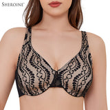 Sheroine Sexy Plus Size Minimizer Bra, Lace Underwire Non-Padded Lingerie for Women Lifting Support Comfort