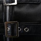 Women Corset Bustier Steampunk Zipper Corset Top Black Leather Corset With Straps