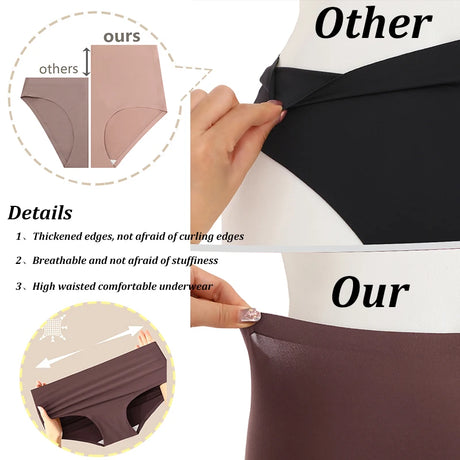 FINETOO 5Pcs Women's Panties Seamless Underwear Invisibles Briefs High Waist Full Coverage Breathable Moisture Wicking Underpant