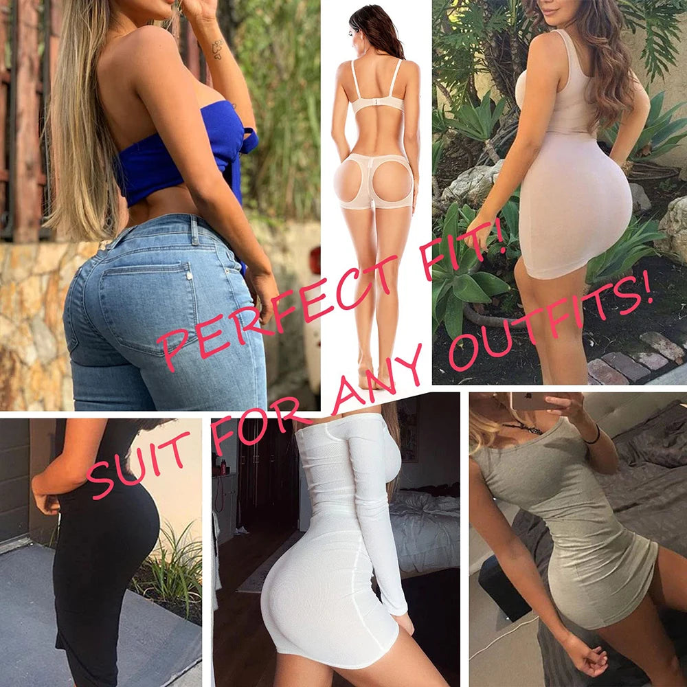 Women's Hollow Sexy Panties Butt Lifter Shapewear Tummy Control Bigger Butt Shaper Sexy Ass Briefs Underwear Nude Black S-3XL
