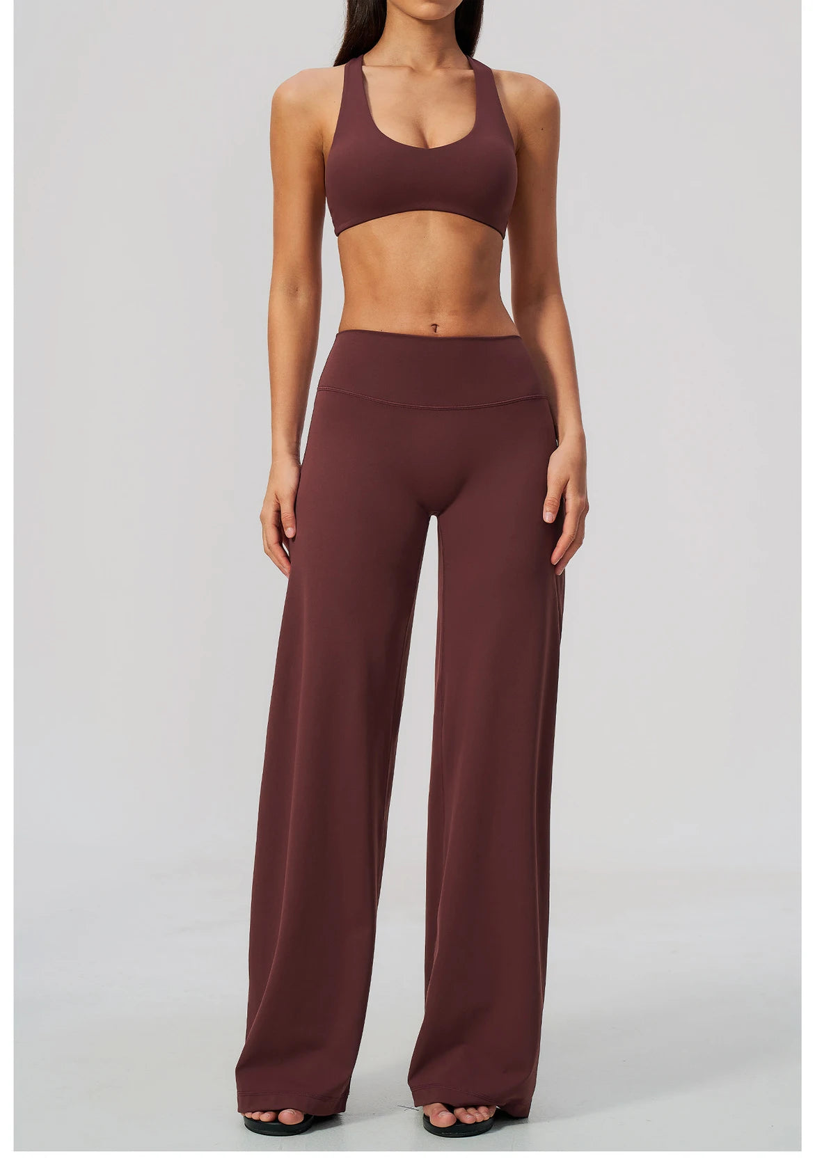 Women's 2/3Pcs Yoga Set Zip Jacket Sports Bra Cross Back Wide Leg Flare Pants Push Up Gym Set Workout Running Fitness Activewear