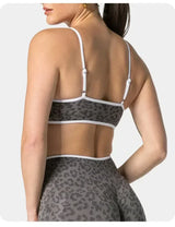 LOGO 2pcs High Quality Yoga SetNew Leopard Print Sports Underwear, Shockproof Butt Lift Workout Sports Trousers Women Activewear