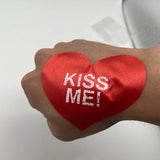 20pcs Red Heart Kiss Me Shape Self-Adhesive Disposable Satin Nipple Covers for Women Breast Pasties Stickers for Strapless Cloth