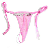 Custom Name Thongs String Panties Women Personality Underwear Bikini Lace Tanga Thong Low Waist Girl Body Jewelry Birthday Gift