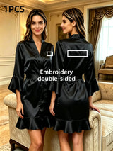 Custom Name Embroidery Satin Kimono Robe Personalized Name Bridesmaid Bride Wedding Getting Ready Morning Robe Bridal Party Gift