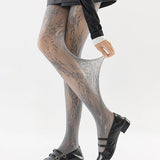 Cute Lolita Tights Women Sexy Lace Floral Thigh High Stockings Pantyhose Lingerie Hosiery Mesh Fishnet Stockings Women Tights