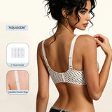 Bras for Women No Underwire Scalloped Wireless Push Up Bra Seamless Full Coverage Supportive Plus Size Tshirt Bra, Soft Breathable Comfortable Bralette, Leopard & Polka Dot Print Ice Silk Bra