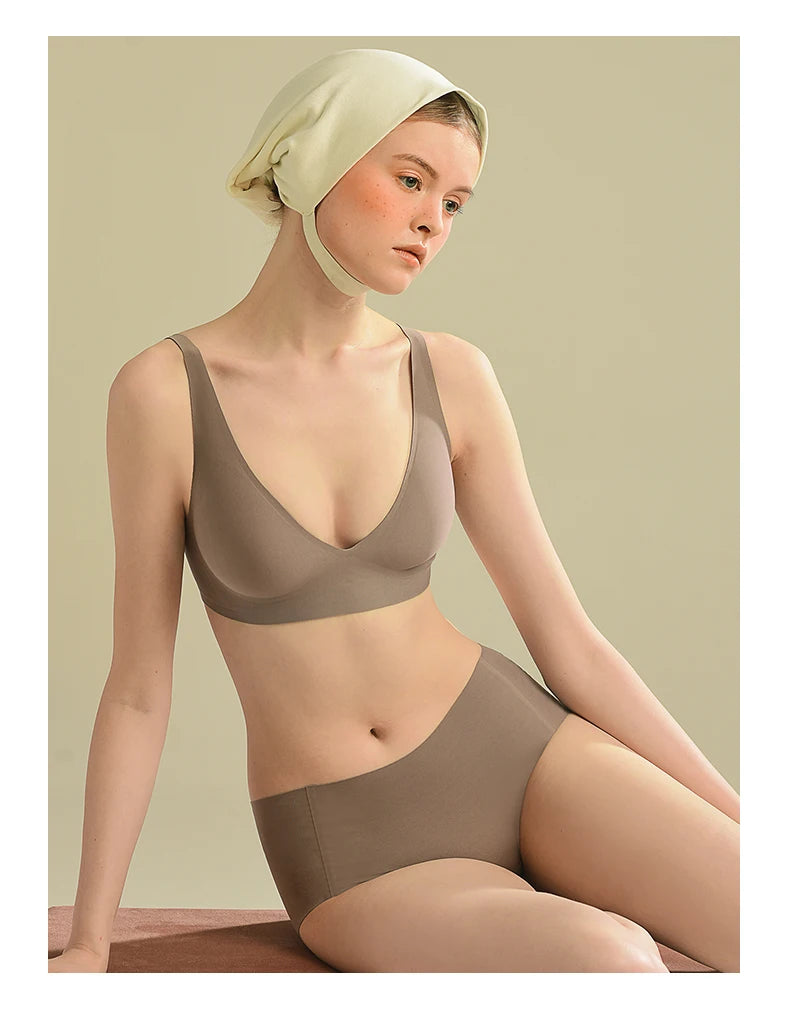 SUJIIN Sexy Wireless Bras for Women Plunge Seamless Invisible Padded Push Up Bra Comfortable Smoothing Female Bralette Bh MX074G