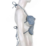 Hot Butterfly Jeans Crop Top Backless Strap Camis Sexy Lingerie Bow Bra Women Beach Mini Vest Butterfly Tank Tops Party Clubwear