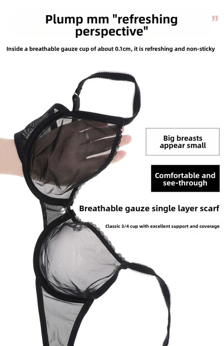 Transparent Bra Fully Sheer Mesh Bra Ultra-thin See-through Soft Underwire Bra Breathable Ultra-thin Beauty Back Sexy Bra