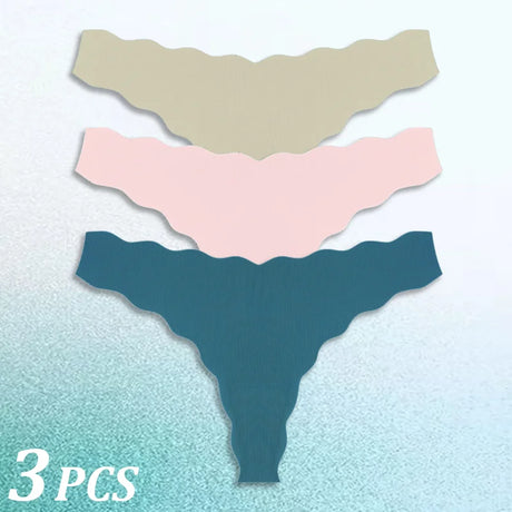 3PCS Women Seamless Panties Wavy Design Ultra-thin Panties Women Ice Silk Underwear Sexy Panty Low Waist G-string Female Solid