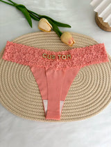 Custom Thong Crystal Letter Name G-string Women Ice Silk Panties Skin Effect Panty Seamless Knickers Girlfriend Anniversary Gift
