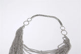 Women Metal Chain Tassel Tank Top Sexy Deep V Neck Backless Hollow Out See Through Crop Top Body Chain Party Club Camisole