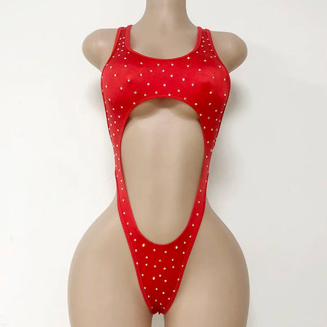 Hope&Win Rhinestone Exotic Dancewear Sexy Bodysuit Women One Piece Performance Wear Club Outfit Custom Design Wholesale