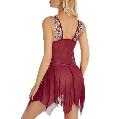 Lace Front Closure Sleepwear Women Sexy Lingerie Dress Porno Suit Babydoll Transparent Mesh Nightdress Erotic Clothing