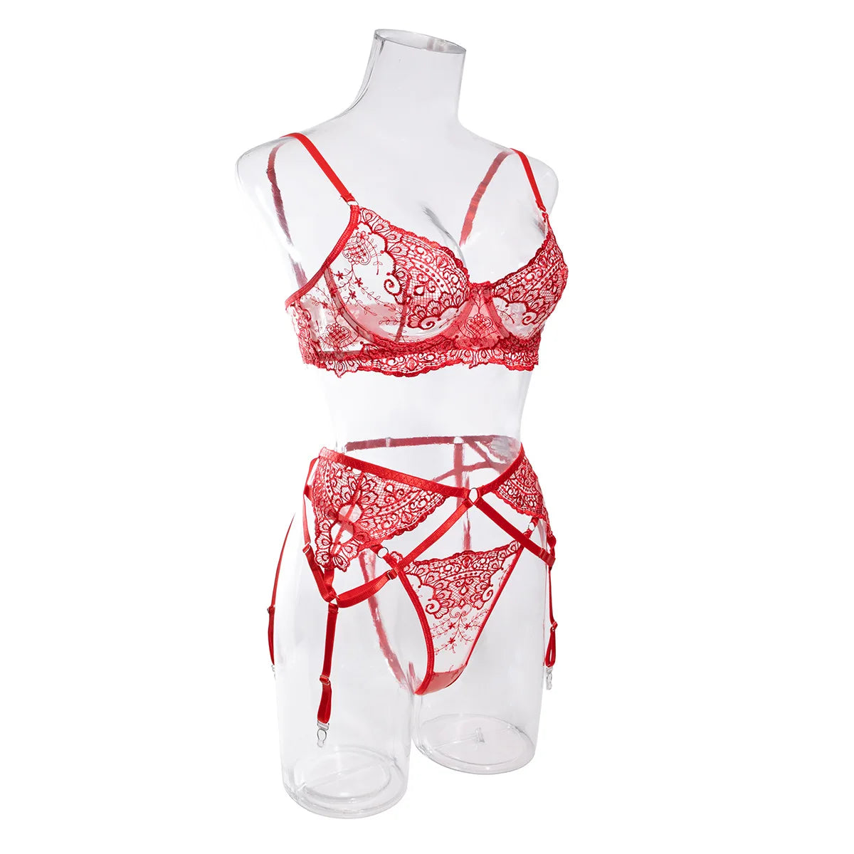 Krasapt New Embroidery 3 Items Sexy Lingerie Set Intimates Porn Female Underwear Uncensored Red Erotic Lingerie Sex Shop