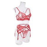 Krasapt New Embroidery 3 Items Sexy Lingerie Set Intimates Porn Female Underwear Uncensored Red Erotic Lingerie Sex Shop