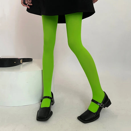 Sweet Girls Colorful Elastic Long Hosiery Stockings Women Candy Color Sexy Tights Spring Autumn Warm Velvet Seamless Pantyhose