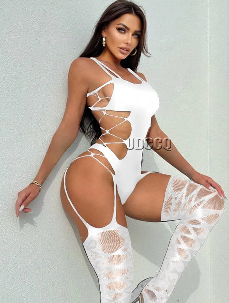 Sexy Sheer Sleepwear Babydoll BODYSUIT Mesh Body Stocking Intimate Catsuit Bodysuits  plus size lingerie sexy underwear W110