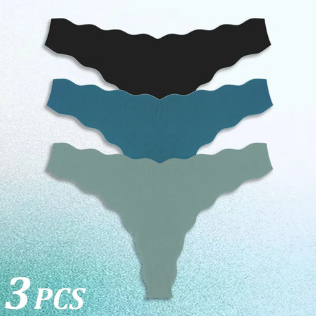 3PCS Women Seamless Panties Wavy Design Ultra-thin Panties Women Ice Silk Underwear Sexy Panty Low Waist G-string Female Solid