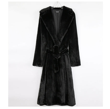 Mauroicardi Winter Long White Black Warm Thick Soft Flowy Fluffy Faux Fur Coat Women Sashes Loose Casual Furry Overcoat 2024