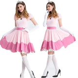 Carnival Halloween Lady Peach Princess Queen Costume Birthday Party Pink Dress Outfit Cosplay Fancy Party Dress