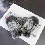 Hot Sale Women's 100% Natural Rabbit Fur Winter Gloves Warm Knit Thick Thermal Mittens Soft Real Fur Outdoor Cold Weather Glove