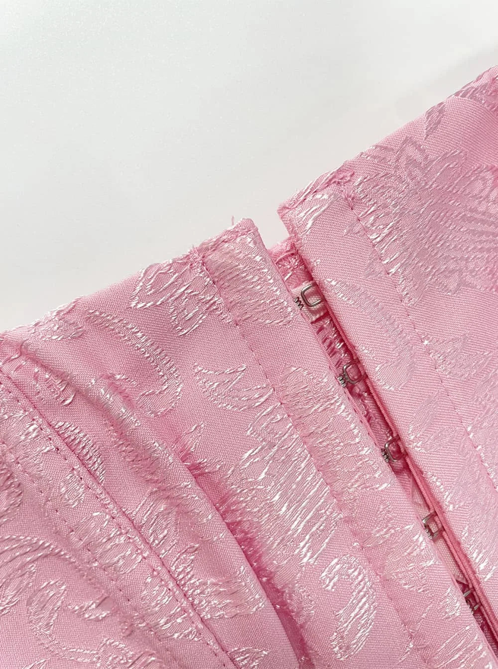 Floral Jacquard Wide Strap Corset Top Front Hook Back Lace Up Square Neck For Women