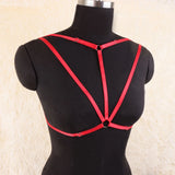Red Body Harness Belt: Strappy Cage Bralette, Naughty Tank Top