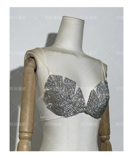New Internet Celebrity Diamond Studded Bikini Tops, Bras, Stage Performance Costumes, Sexy Luxury Bras, And Chest Accessories