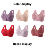 FallSweet Front Closure Cotton Bra for Women Plus Size Seamless Wireless Sports Bras Thin Underwear for Middle-Aged & Elderly