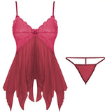 Tulle Suspenders Exquisite Women's Lencerias Lace V-Neck Underwear Semi-transparent Thong Dress Set Females Lingerie Nightgowns