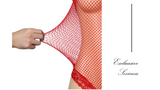 Sexy Fishnet Bodystocking Long Sleeve Bodysuit for Women Plus Size 5XL 2 Piece Lace Trim Open Crotch Teddy Lingerie