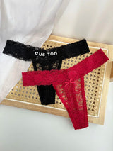 Personality Custom Name Crystal Letter Thong Sexy Lace Bikini Panties G-String Low Waist Briefs Ladies Knickers Hot Wife Gift